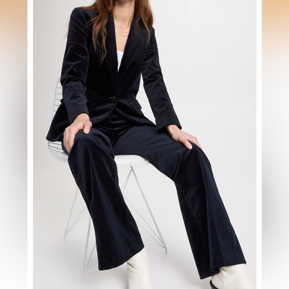 Theory Elegant Velvet Blazer and Pants Set, Size 6